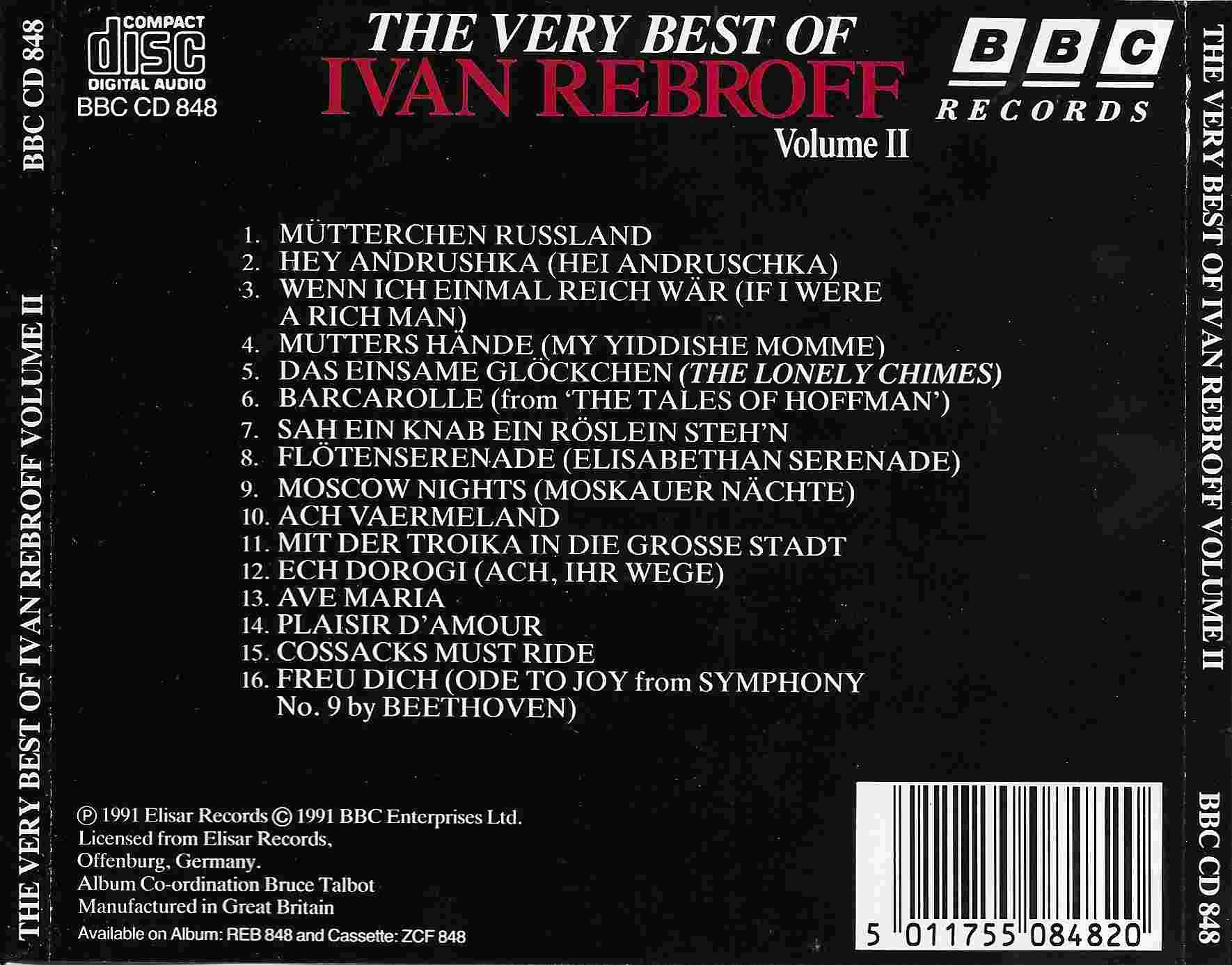 Picture of BBCCD848 The very best of Ivan Rebroff - Volume 2 by artist Various from the BBC records and Tapes library